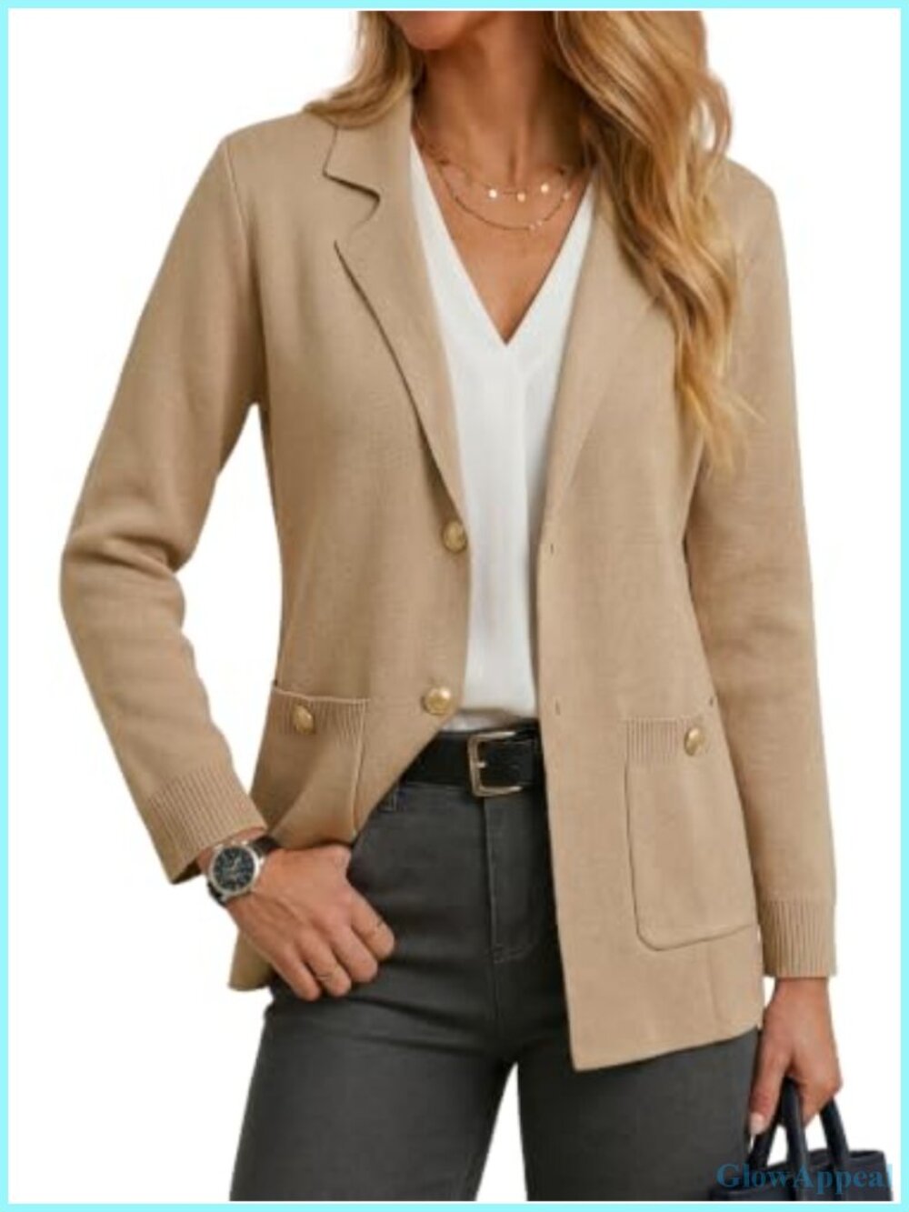 Sweater Blazer Cardigan Business Casual Long Sleeve Office Work Jacket